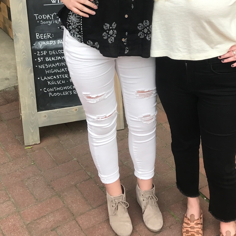 White ripped jeans